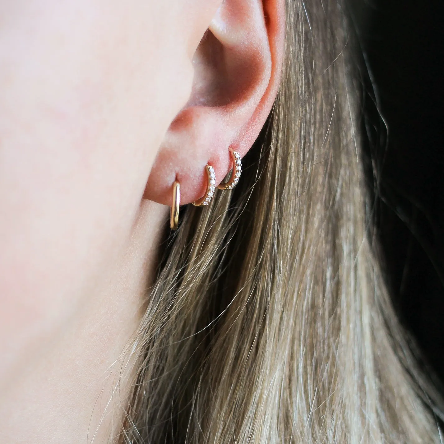 Diamond Hoops in Yellow Gold