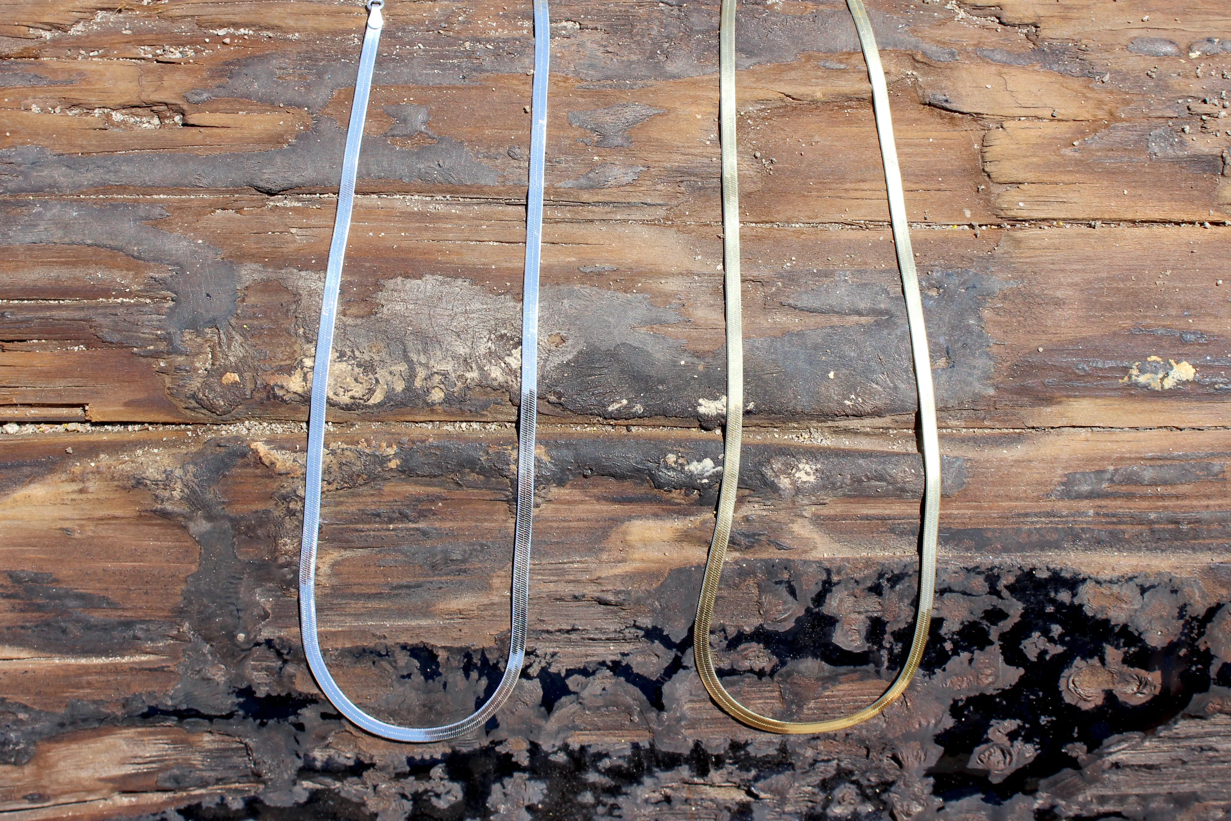 Distinct // Herringbone Chain Necklace, Sterling Silver, Gold Fill, Bold // BH-N044