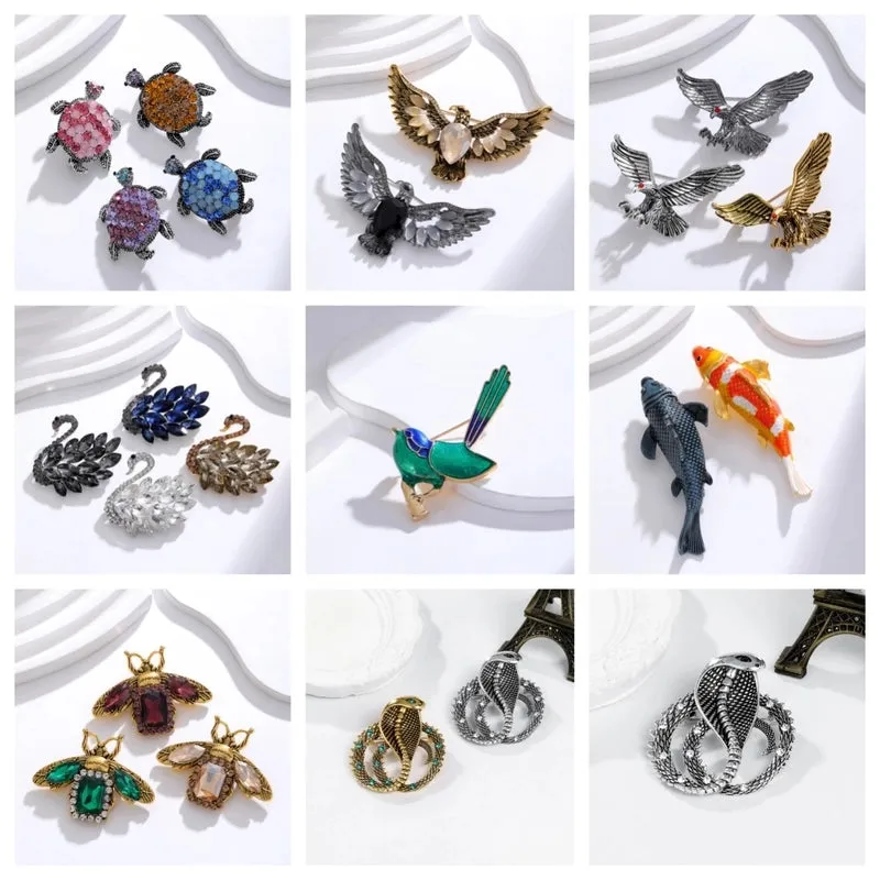 Elegant Retro Animal Alloy Rhinestones Unisex Brooches