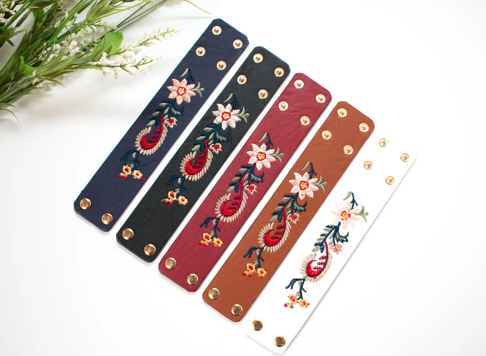 Embroidered Leather Bracelet