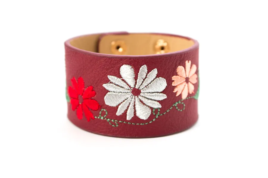 Embroidered Leather Bracelet