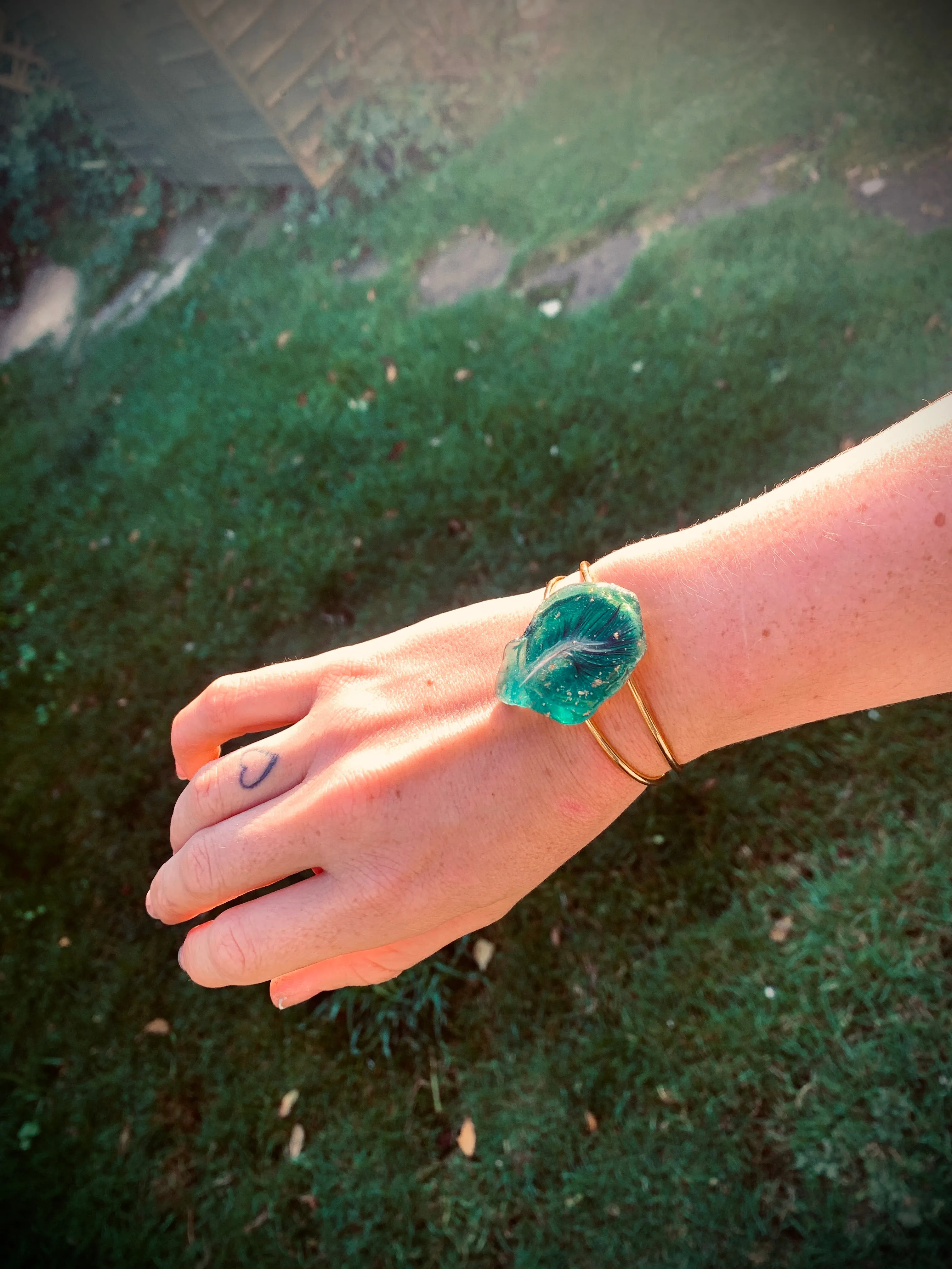 Emerald Wings Sea Glass Bracelet