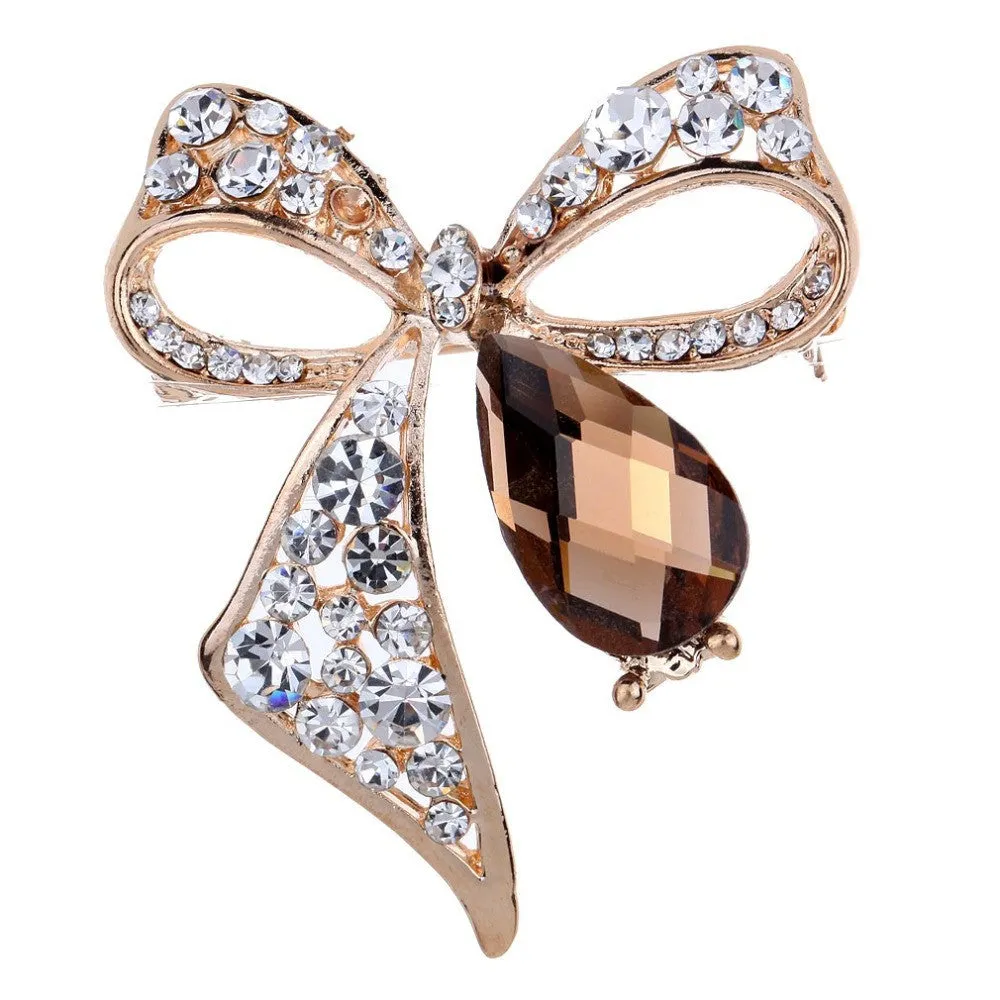 Fashion Fine Jewelry Summer style Crystal Gold Plated Brown Stone rhinestone brooches for Women