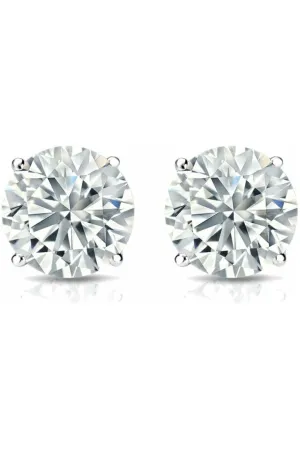 FC Creations Earrings 14K Gold Diamond Studs CTTW 2.02 Carat | White Gold