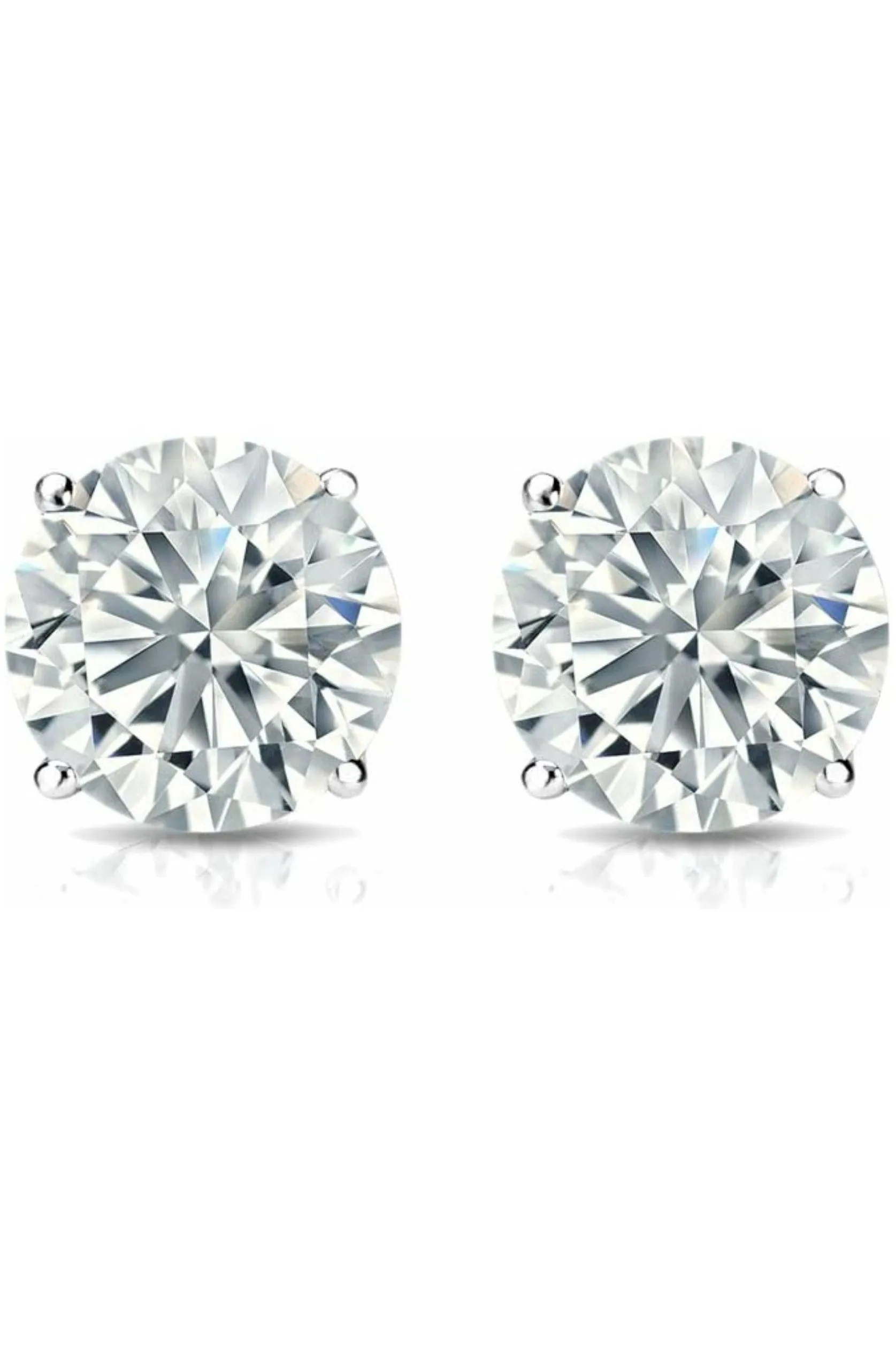 FC Creations Earrings 14K Gold Diamond Studs CTTW 2.02 Carat | White Gold