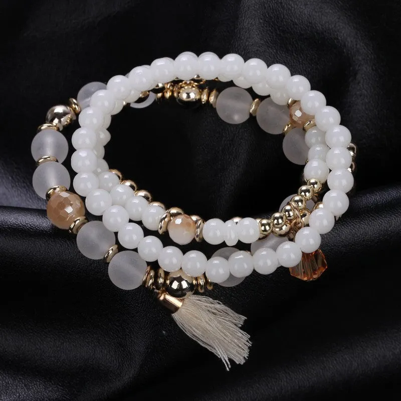 Fine Sterling Jewelry Bracelets & Bangles Pearl Bracelet For Women Multilayer Design Imitation Turquoise Bead Bracelets