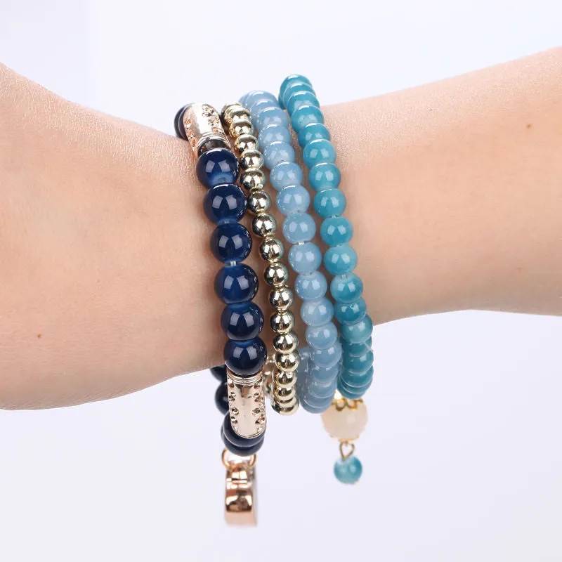 Fine Sterling Jewelry Bracelets & Bangles Pearl Bracelet For Women Multilayer Design Imitation Turquoise Bead Bracelets