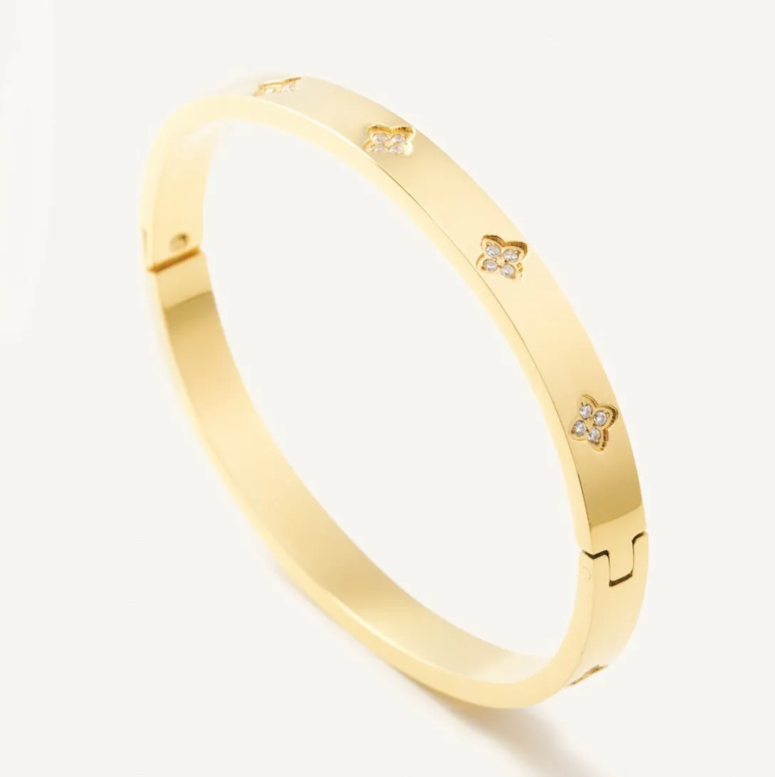 Flora Bangle Bracelet: Gold