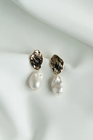 Galilea Gold Pearl Earring - Gold/Ivory