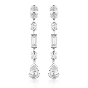 Georgini Mosaic Long Drop Earrings Silver