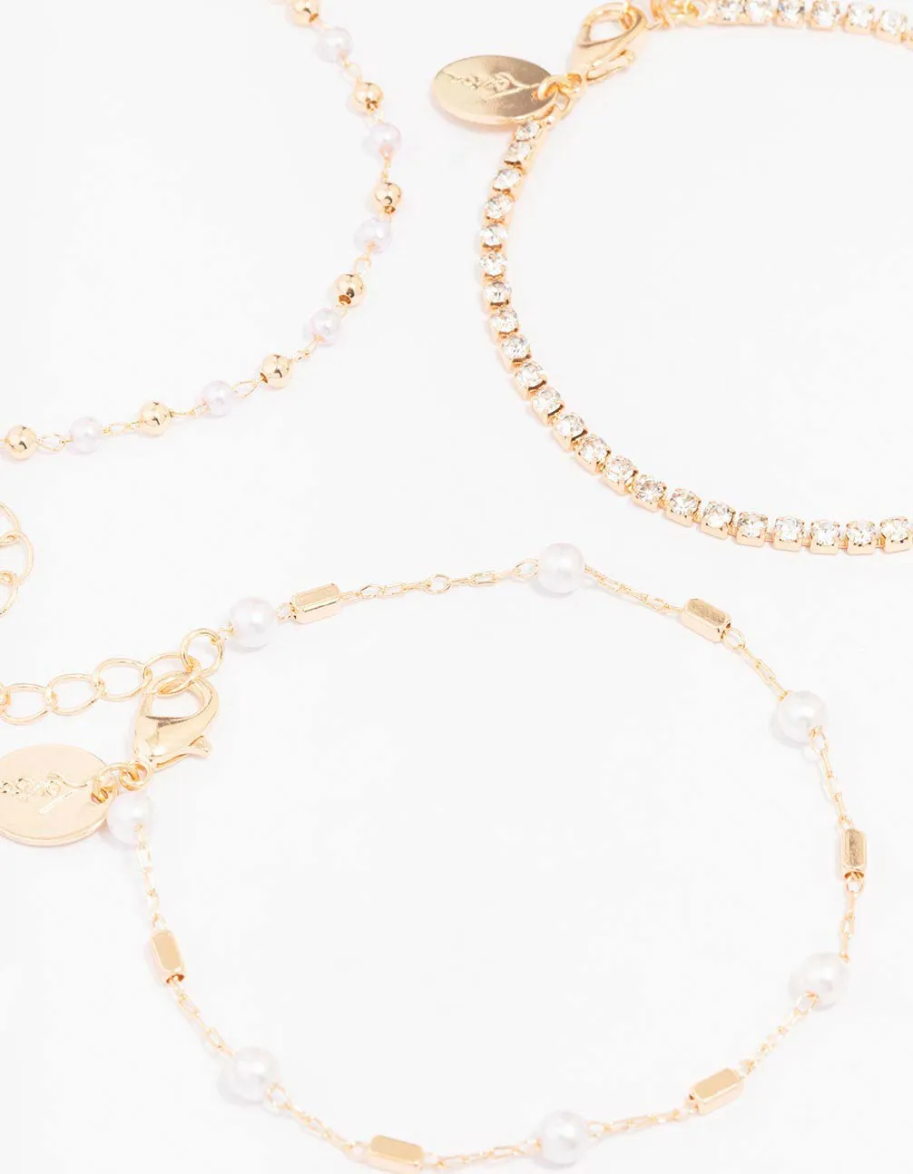 Gold Dainty Pearl Bracelet 4-Pack