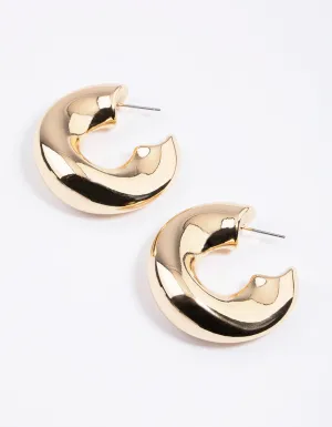 Gold Organic Thick Hoop Earrings