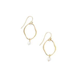 Gold Plated Oval Earrings with Pearl