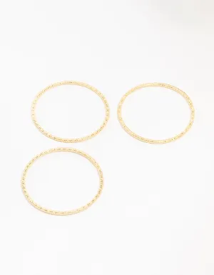 Gold Plated Texture Bangle 3-Pack