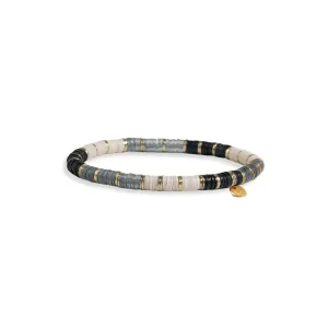 Grace Gold Stripe Stretch Bracelet Black And White