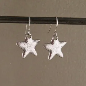 Hammered Silver Star Earrings