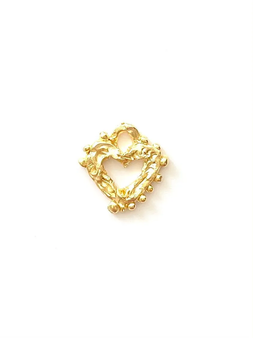 Heart, Heart Charm, Heart Earrings, Gold Heart, Charm Bracelet, Gold Charm, Organic Heart, Handmade Heart, Heart Pendant, Valentine