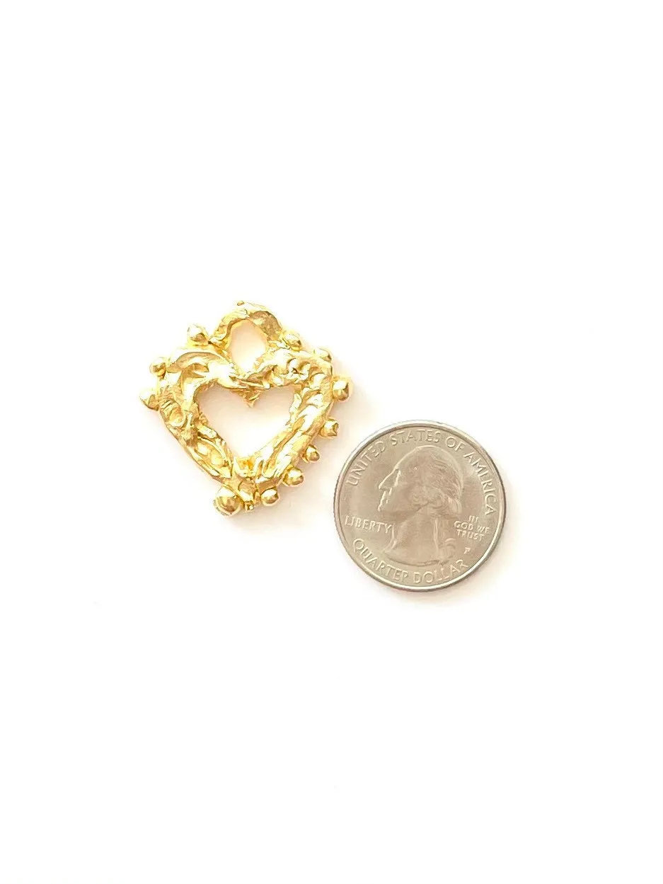 Heart, Heart Charm, Heart Earrings, Gold Heart, Charm Bracelet, Gold Charm, Organic Heart, Handmade Heart, Heart Pendant, Valentine