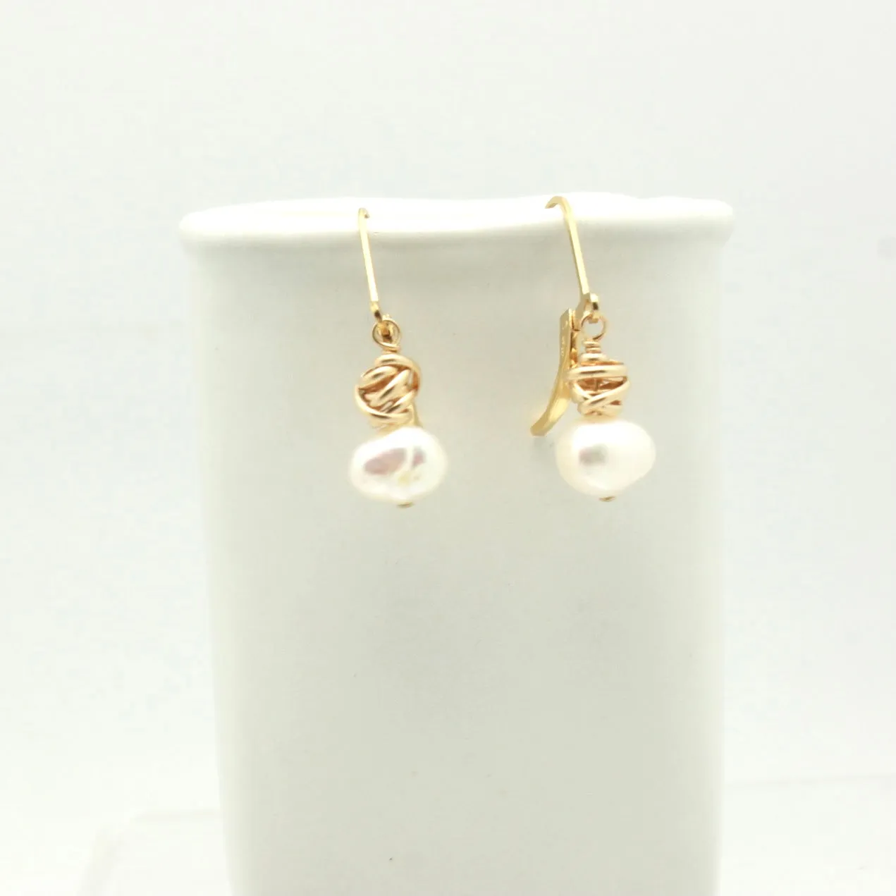 HERA Collection:  HERA Gold Wrapped Pearl Earrings