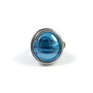 Infinity Glass Ring - Turquoise Crystal Iridescent