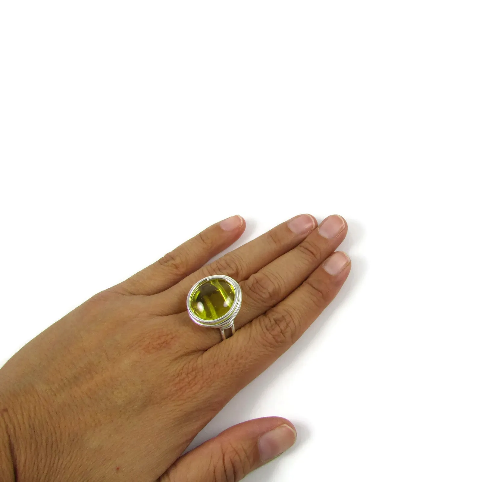 Infinity Glass Ring - Yellow Crystal