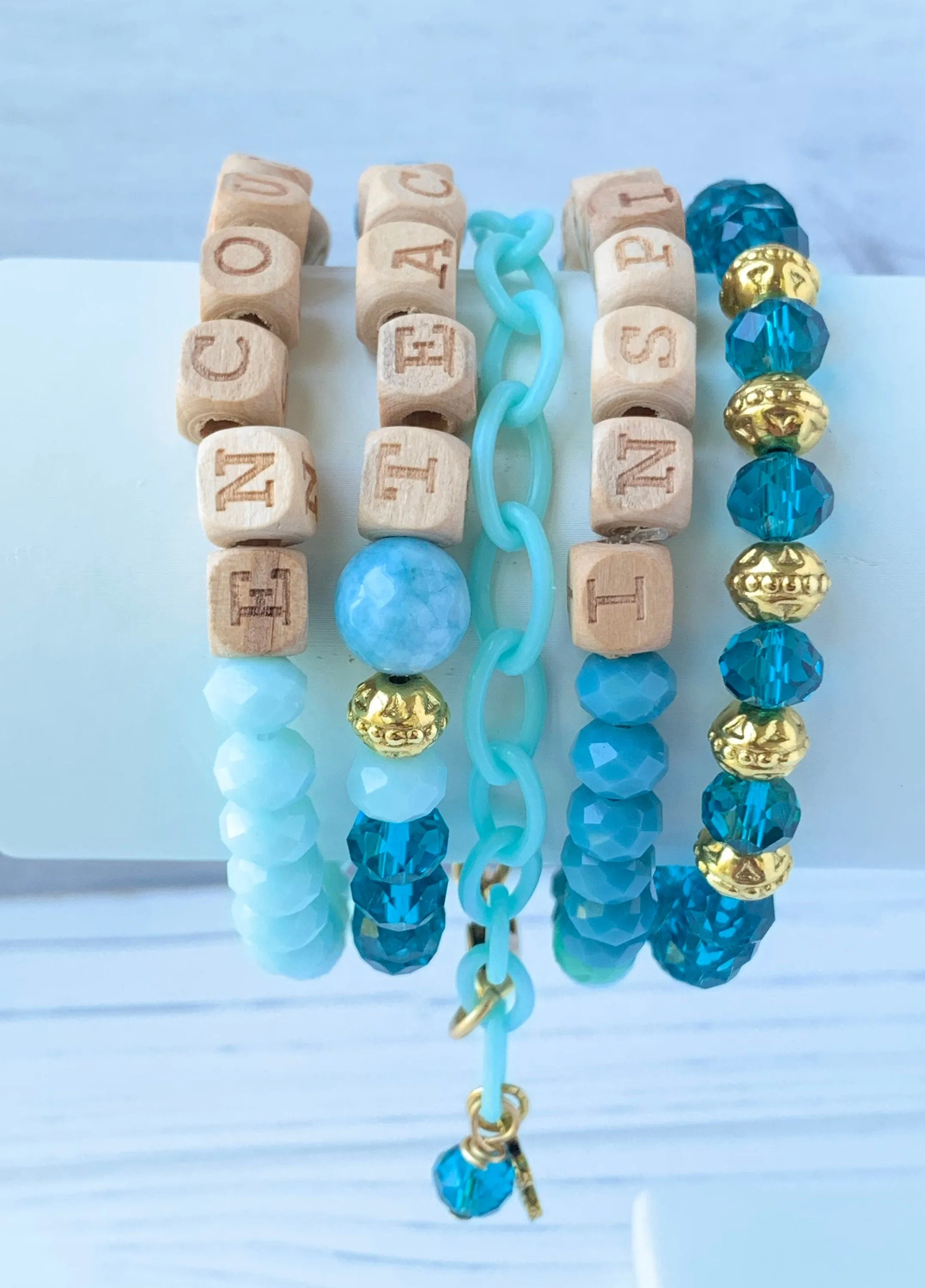 Inspirational 5-Piece Stretch Bracelet Set