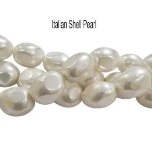 Italian Shell Pearl Beads Oval tumble shape Sold Per Line about 26 Beads in size about 13x16mm