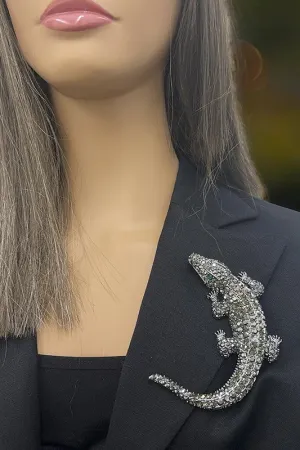 Jeweled Alligator Brooch