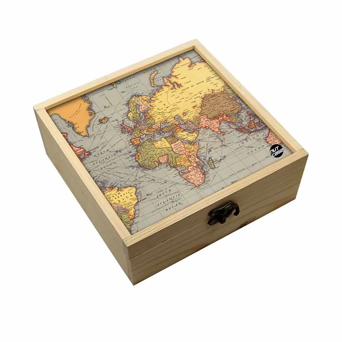 Jewellery Box Makepup Organizer -  Vintage Map Design