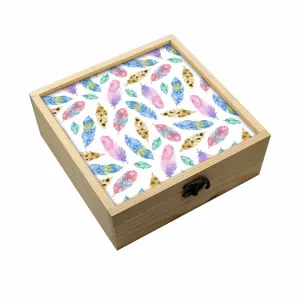 Jewellery Box Wooden Jewelry Organizer -  Colorful Feathers