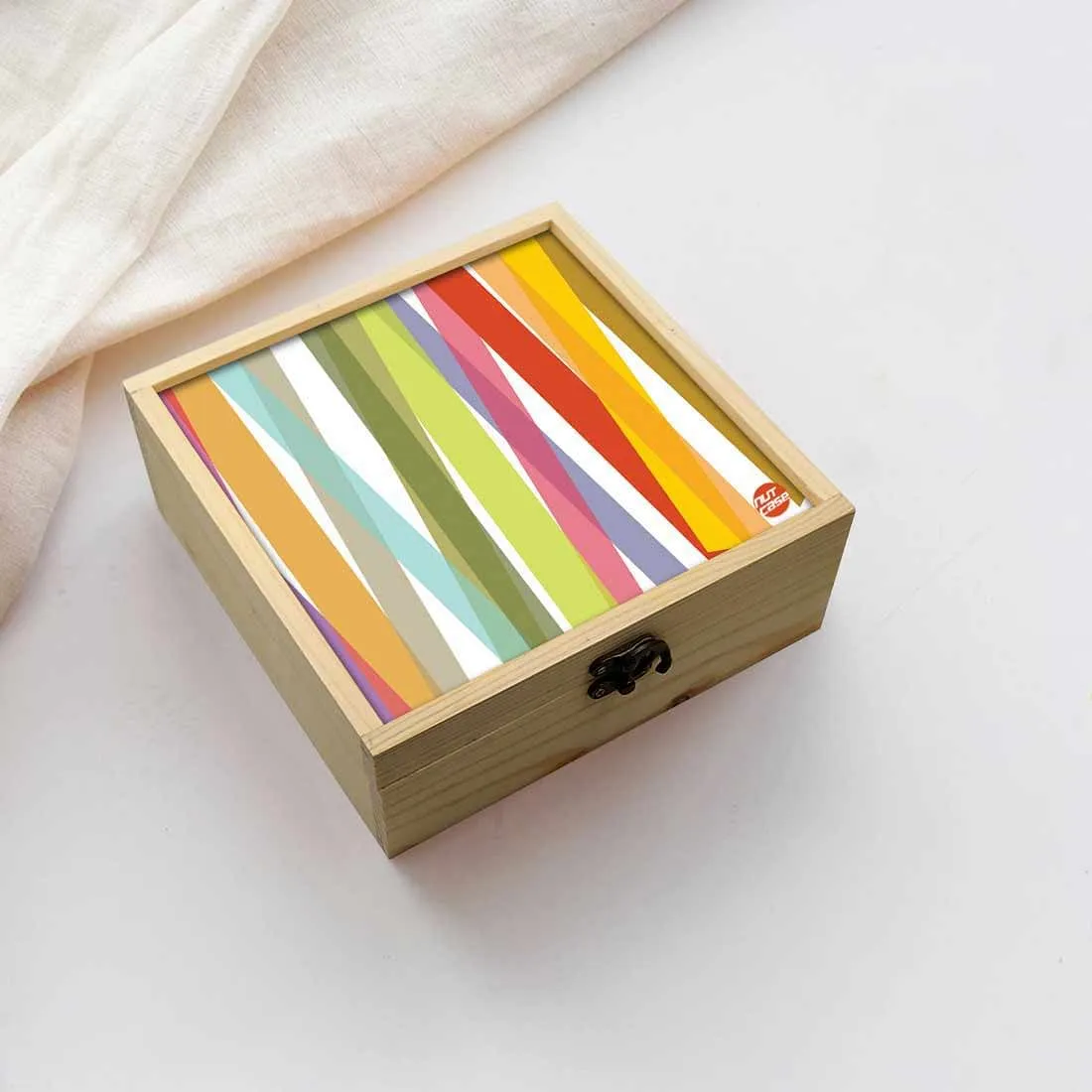 Jewellery Box Wooden Jewelry Organizer -  Colorful Strips