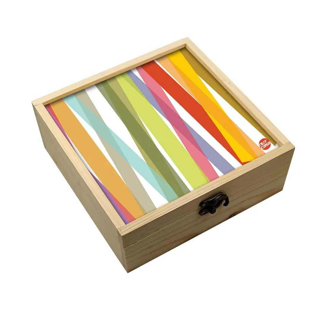 Jewellery Box Wooden Jewelry Organizer -  Colorful Strips