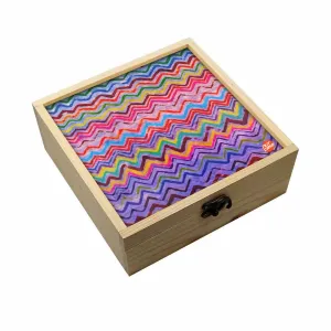 Jewellery Box Wooden Jewelry Organizer -  Colorful Zigzag