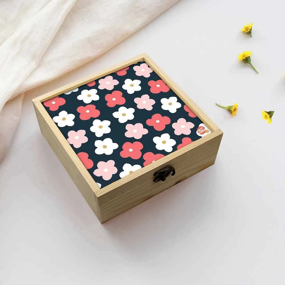 Jewellery Box Wooden Jewelry Organizer -  Spring Pink & Blue