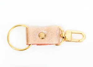 Key Chain In Leather, Hair on Hide: Rose Gold