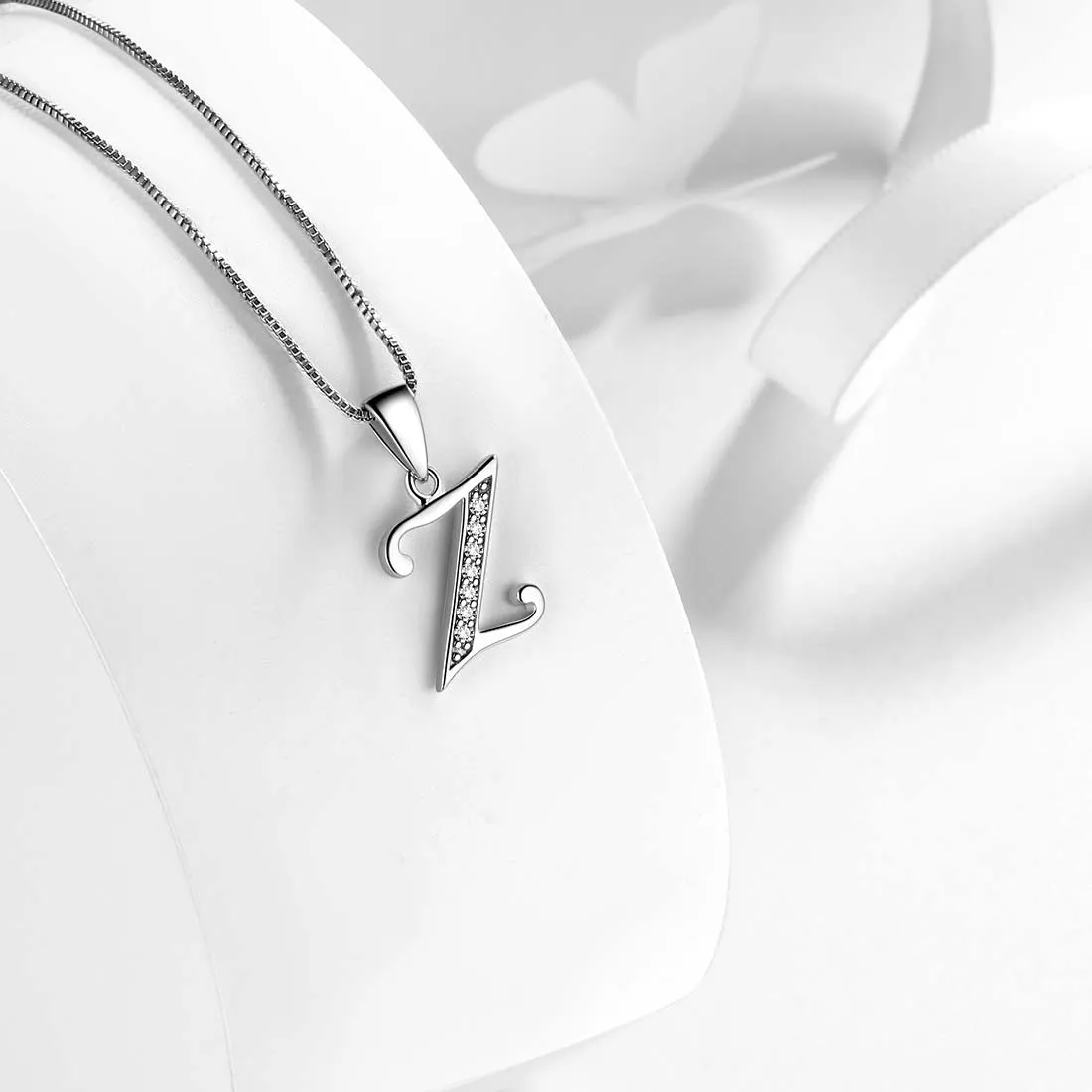 Letter Z Initial Necklaces Pendant Women Men Name Jewelry Gift 925 Silver