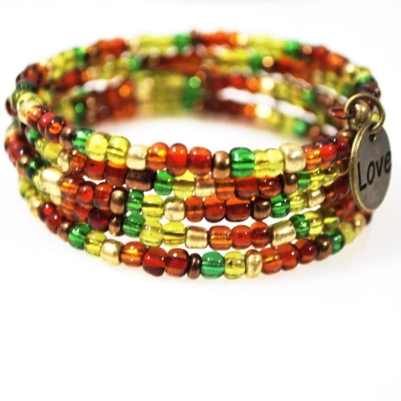 Love Charm Bright Colored Wrap Around Bracelets