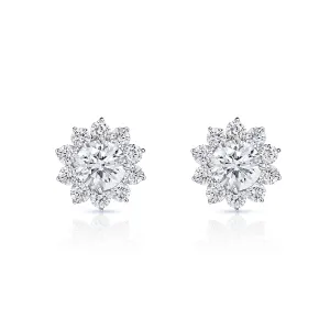 Maria 3 Carat Round Brilliant Lab Grown Diamond Stud Earrings in 18k White Gold