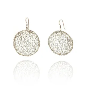 Medium Silver Woven Circle Drops