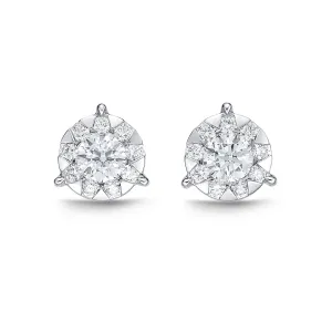 Memoire 18ct White Gold 0.15 Carat Diamond 3 Prong Bouquet Style Stud Earrings