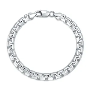 Men's Solid Heavy Forzata Franco Chain Link Bracelet Sterling Silver Italy 8-9 Inch