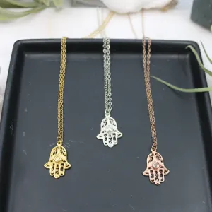 Miriam's Amulet // Hamsa Necklace, Silver Gold or Rose Gold Hamsa, Layered Necklaces, Talisman // BH-N013