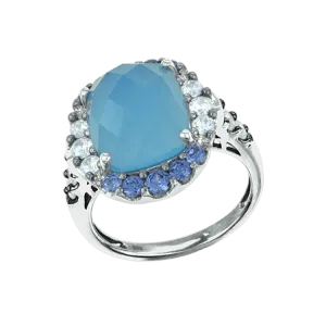 Natural Blue Chalcedony Ring