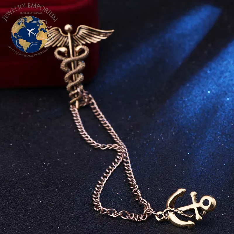 New Retro Snake Animal Brooch Angel Wings Tassel Chain Lapel Pins Suit Collar Pin Badge Shirt Brooches for Men Accessories