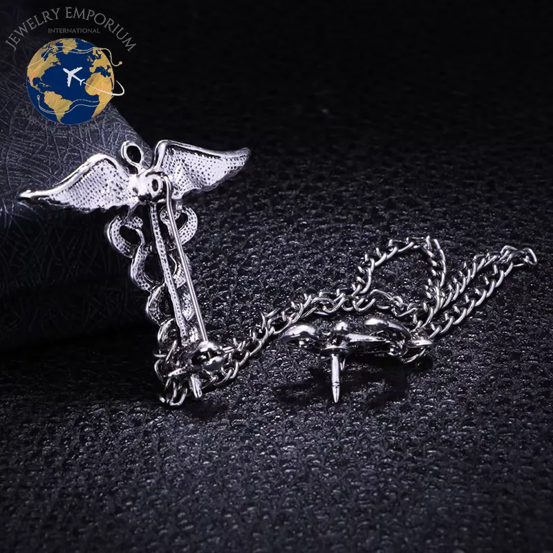 New Retro Snake Animal Brooch Angel Wings Tassel Chain Lapel Pins Suit Collar Pin Badge Shirt Brooches for Men Accessories