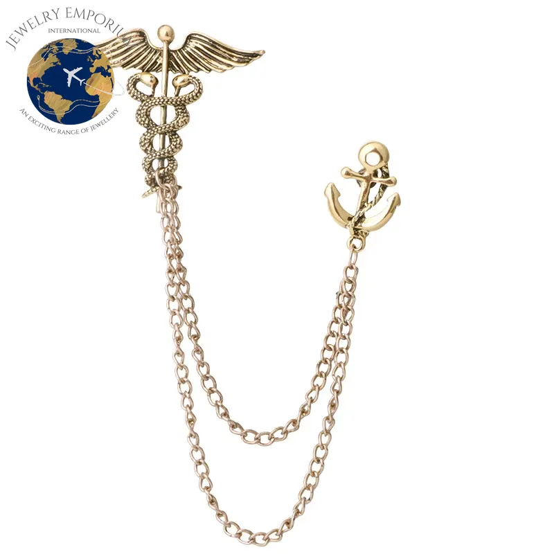 New Retro Snake Animal Brooch Angel Wings Tassel Chain Lapel Pins Suit Collar Pin Badge Shirt Brooches for Men Accessories