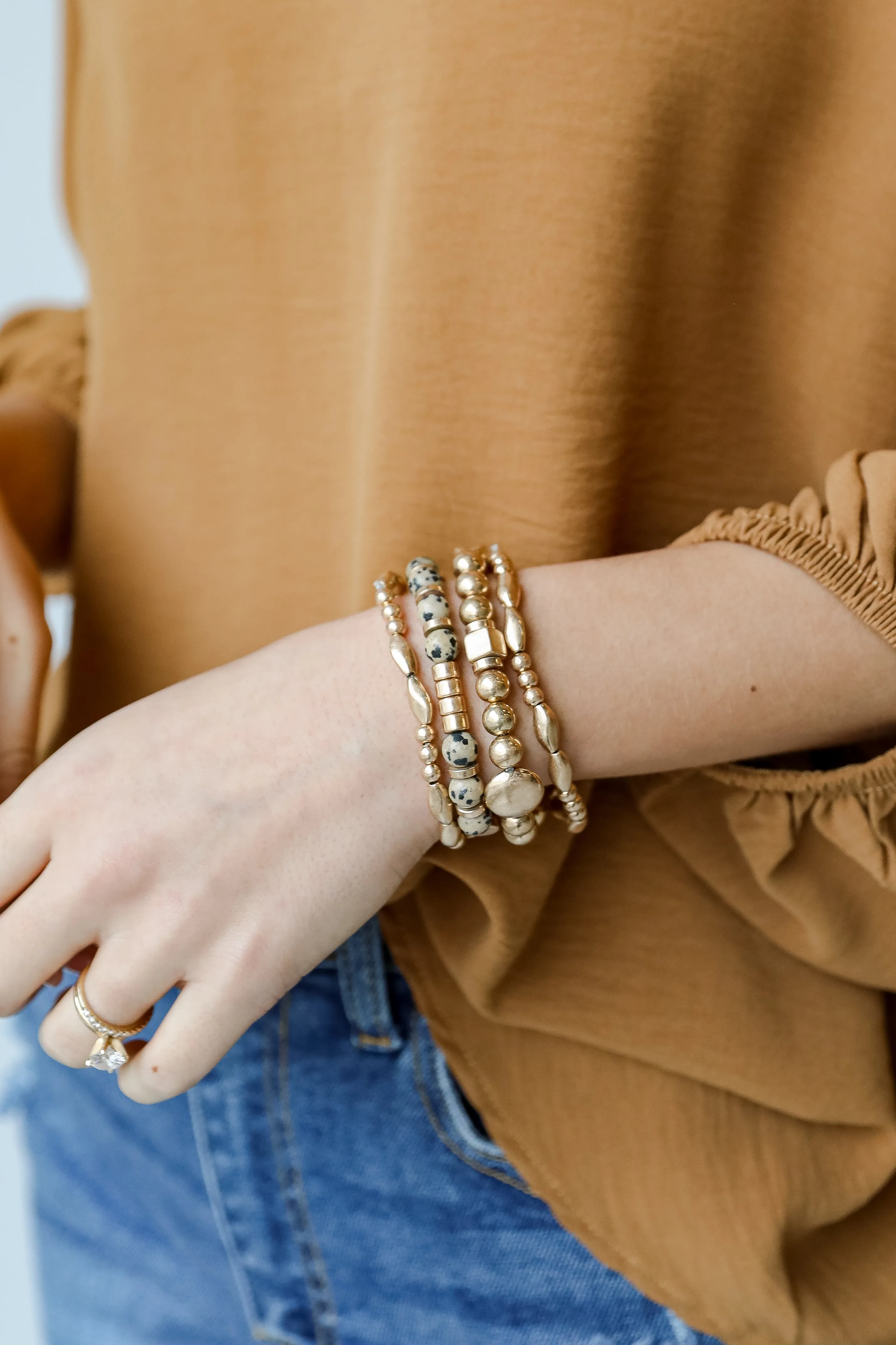 Olivia Gold Beaded Bracelet Set