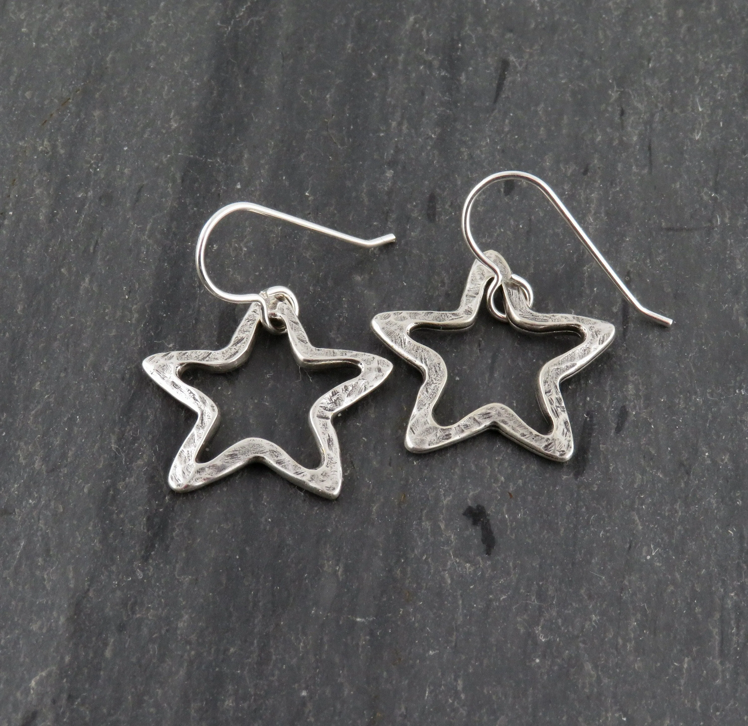 Open Silver Star Earrings