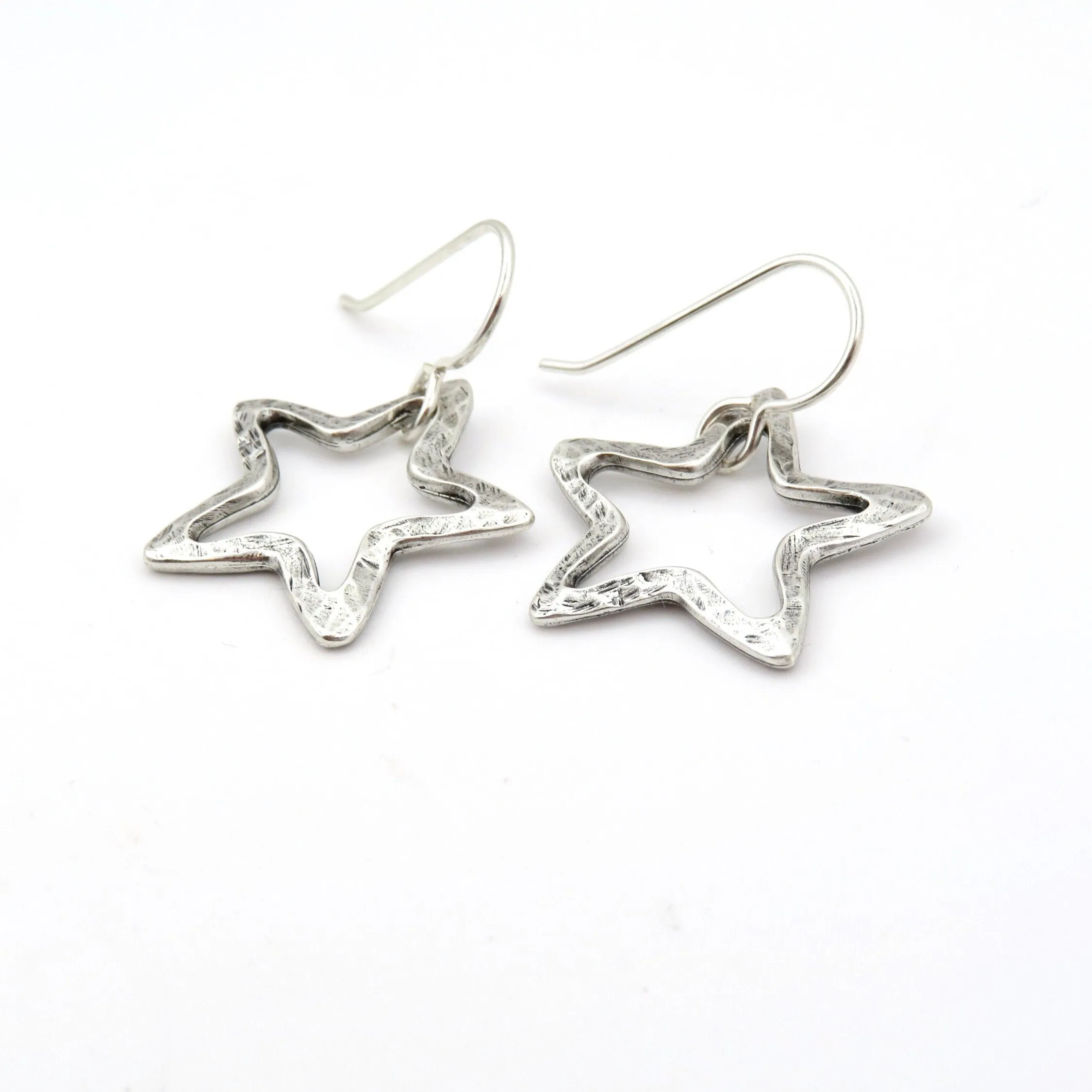 Open Silver Star Earrings