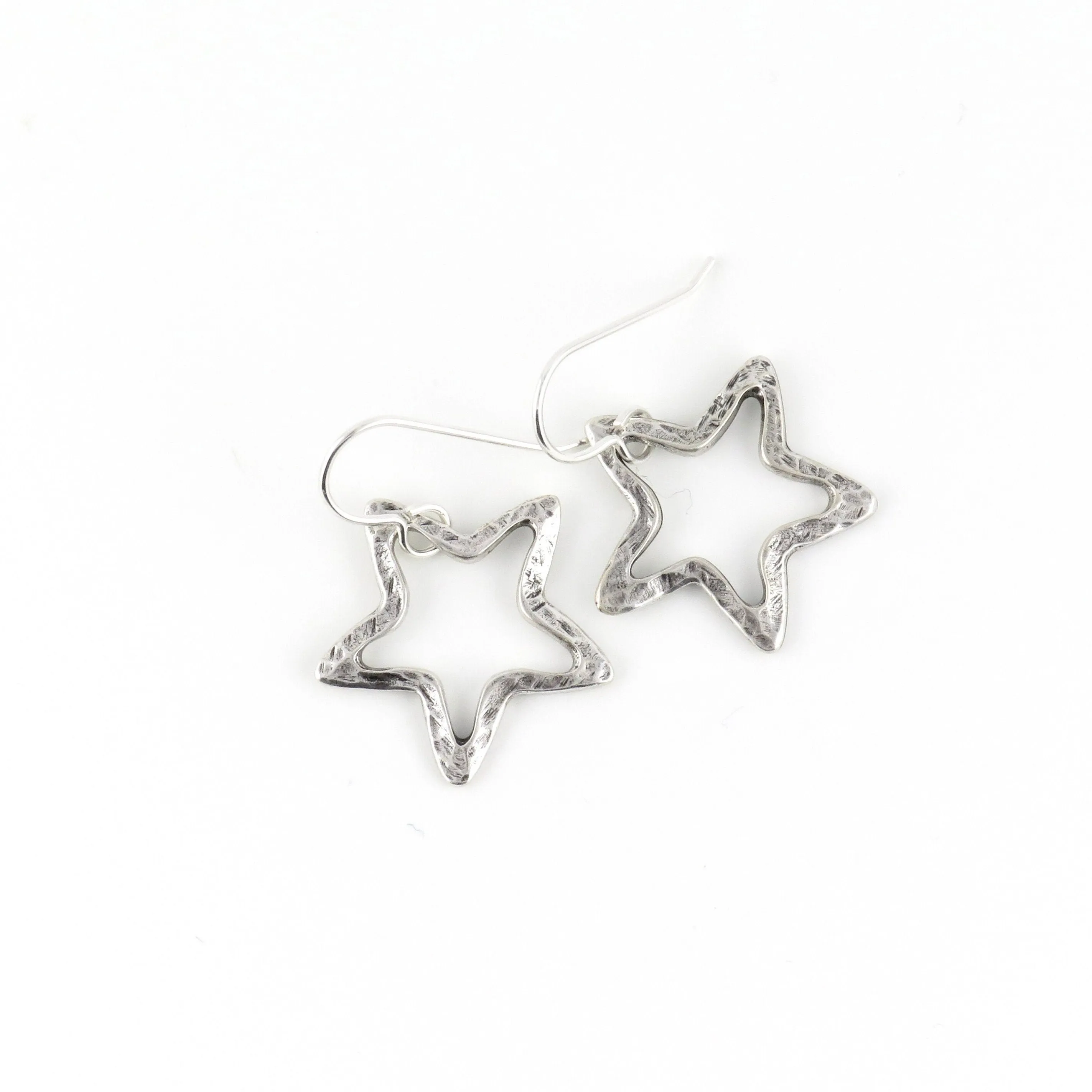 Open Silver Star Earrings